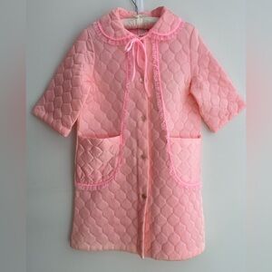 VINTAGE Hamilton Lingerie Pink Quilted Housecoat Robe Made Canada Retro 60's